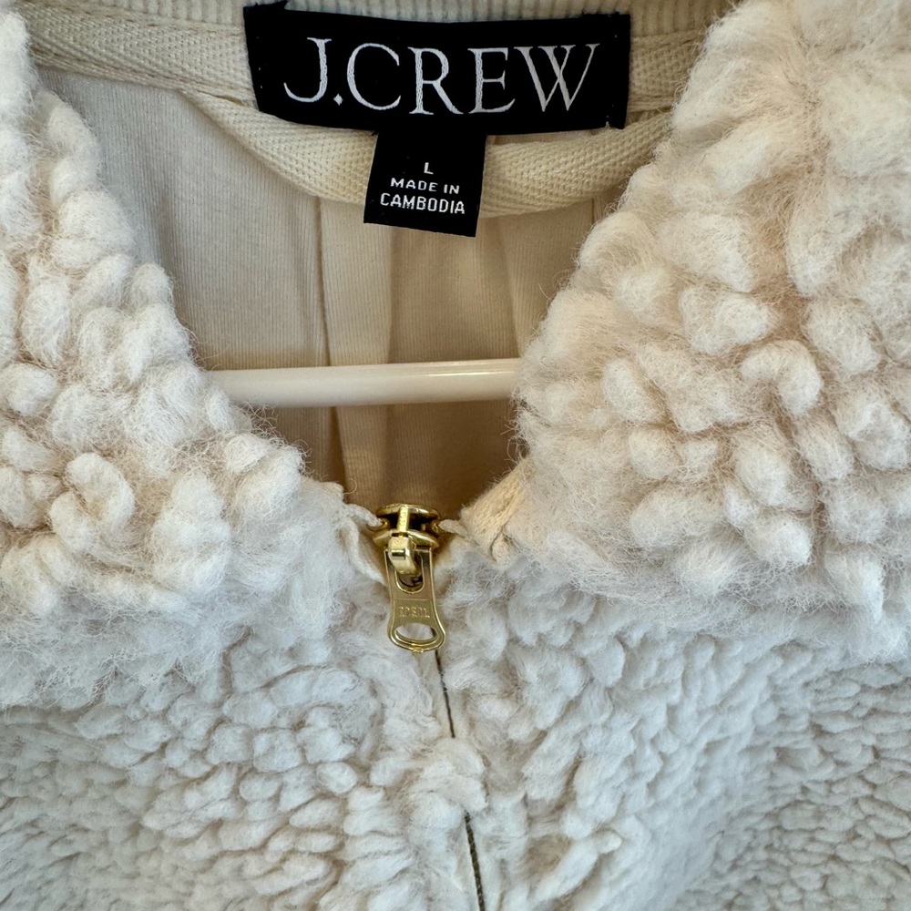 J. Crew Cream Teddy Pullover Jacket - Picture 3 of 7